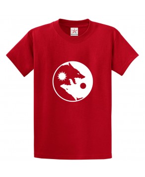 Yin Yang Inspired Wolf Moon Unisex Kids and Adults T-Shirt
